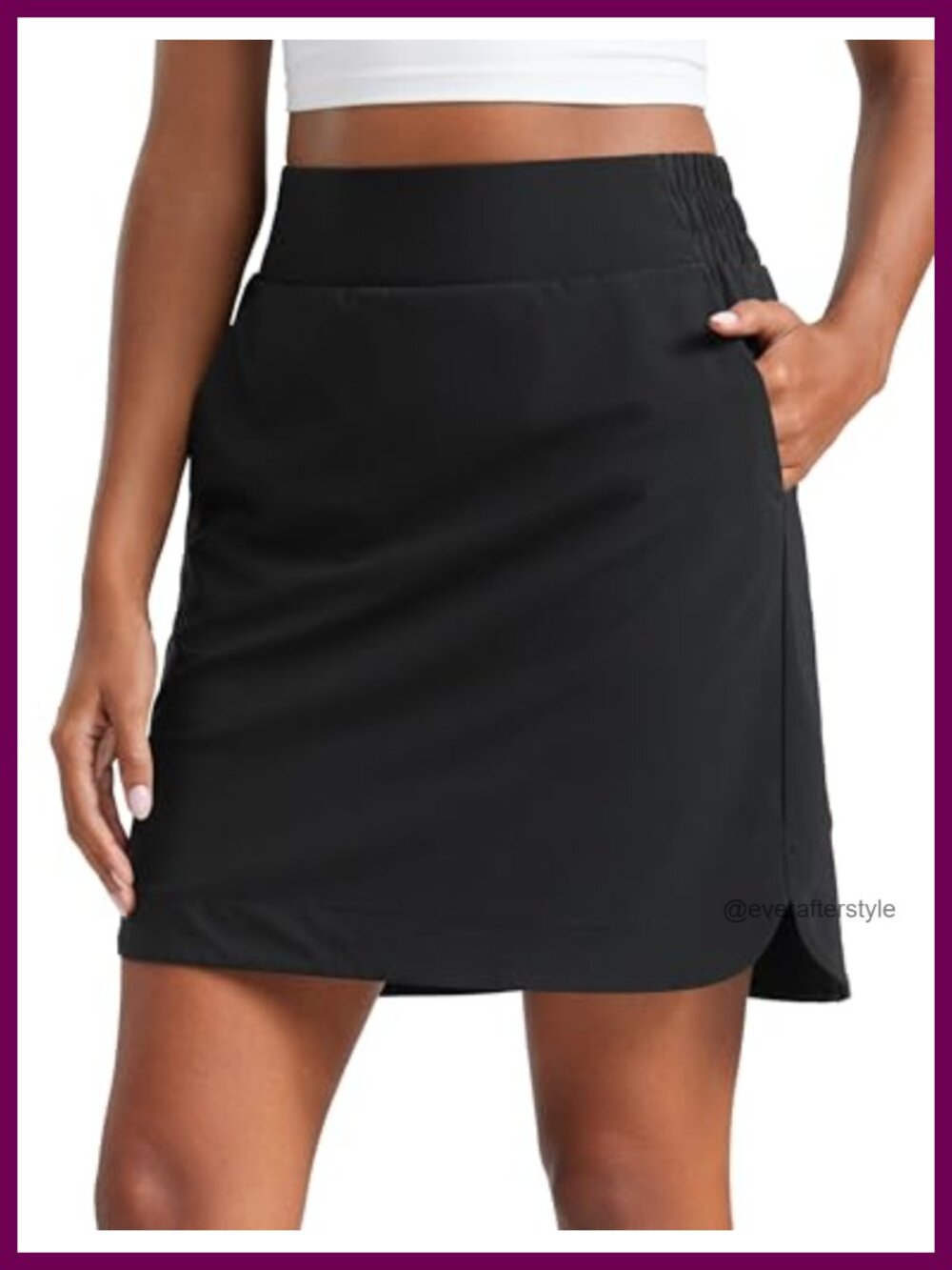 High Waisted A-Line Golf Skirt with Side Slit and Pockets